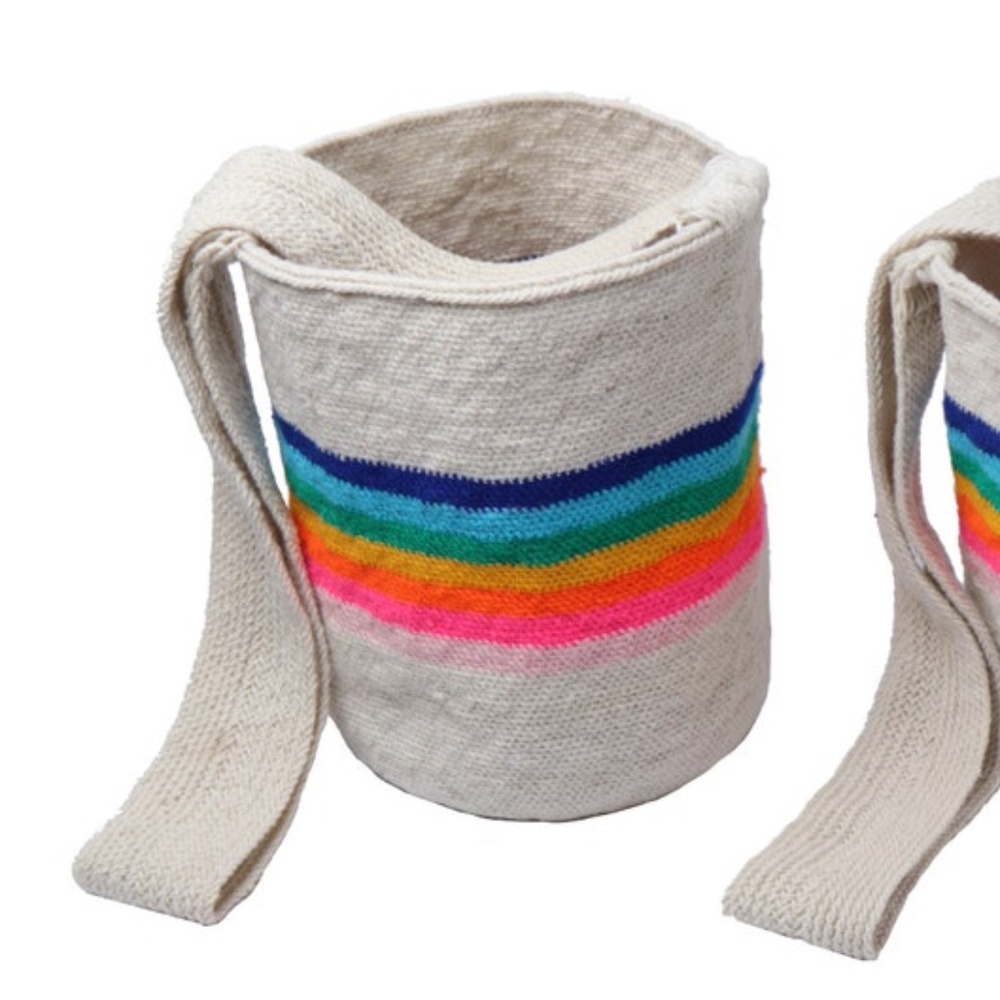More coming soon.  Comment if interested.  Handmade  Rainbow Wool Handwoven Bag